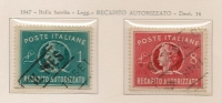 ITALY - ITALIA - 1947 ESPRESSI  - EXPRES  Serie ITALIA  - Yvert # 33/34 - USED - Posta Espressa/pneumatica