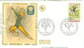 FRANCE ENV  SUR SOIE JO PATINAGE CACHET TORCHE 6/2/1968 - Inverno1968: Grenoble