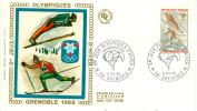FRANCE ENV  SUR SOIE JO SAUT A SKIS CACHET TORCHE 6/2/1968 - Hiver 1968: Grenoble