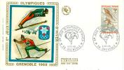 FRANCE ENV  SUR SOIE JO SAUT A SKIS CACHET TORCHE 6/2/1968 - Winter 1968: Grenoble