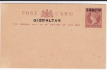 GIBRALTAR - CARTE POSTALE ENTIER TYPE VICTORIA Du NATAL SURCHARGEE NEUVE - Gibraltar