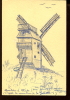 Dessin De Moulin à Vent  En Bois Sur Pivot à Corps Tourant D'après Le Moulin De La Galette (scan Recto Verso) - Architettura