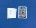 VARIÉTÉS 1945 N° 197G  TIMBRE FISCAUX   5 PI S 15 C BLEU  SURCHARGE ROUGE OBLITÉRÉ - Portomarken