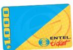 CILE (CHILE) - ENTEL  (REMOTE) - TICKET: BLUE AND YELLOW 1000  EXP. 3.00            - USED  -  RIF. 457 - Cile