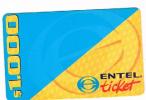 CILE (CHILE) - ENTEL  (REMOTE) - TICKET: BLUE AND YELLOW 1000  EXP. 3.00            - USED  -  RIF. 457 - Chili