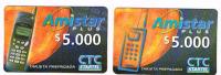 CILE (CHILE) -  CTC STARTEL  (RECHARGE GSM) -  AMISTAR 5000: LOT OF 2 DIFFERENT             - USED  -  RIF. 452 - Chile