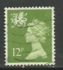 WALES GB 1980 12p YELLOW GREEN USED MACHIN STAMP SG W32.(H74 ) - Gales