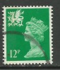 WALES GB 1986 12p BRIGHT EMERALD USED MACHIN STAMP SG W36.(H104 ) - Gales