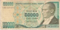 BILLET TURKIYE CUMHURIYET MERKEZ BANKASI ELLI BIN 50000 - Turquia