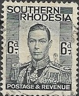 SOUTHERN RHODESIA 1937 King George VI 6d. Black FU - Zuid-Rhodesië (...-1964)