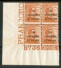 1919 Trento E Trieste 20c. Di Corona Quartina Con N° Di Tavola** - Trentino & Triest