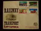 KENYA 1976 ILLUSTRATED OFFICIAL  FDC With FULL SET (4 Values) Of The RAILWAY TRANSPORT Issue. - Kenya (1963-...)