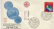 Sobre Expo. Barcelona 1968, Centenario De La Peseta - Briefe U. Dokumente