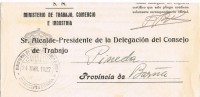 Carta MADRID 1927. Franquicia Ministerio Trabajo - Brieven En Documenten