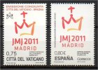 VATICANO – VATICAN CITY - VATICAN - 2011 - GIORNATA MONDIALE DELLA GIOVENTU´, MADRID - 2 Francobolli - ** MNH - Nuovi