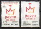 VATICANO – VATICAN CITY - VATICAN - 2011 - GIORNATA MONDIALE DELLA GIOVENTU´, MADRID - 2 Francobolli - ** MNH - Unused Stamps