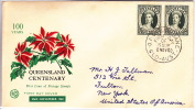 1960  Queensland Centenary Pair On Wesleyl  Addressed Cover - FDC