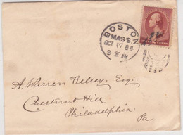 USA - 1884 - ENVELOPPE  De BOSTON Pour PHILADELPHIA - Cartas