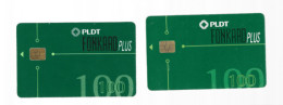 FILIPPINE (PHILIPINNES) - PLDT (CHIP) - GREEN 100   (LOT OF 2 WITH DIFFERENT CHIP)   - USED  -  RIF. 1625 - Philippines