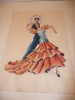 DANSEURS DE FLAMENCO - GOUACHE DE 1950  Taille 42cmx32cm - Radierungen
