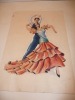 DANSEURS DE FLAMENCO - GOUACHE DE 1950  Taille 42cmx32cm - Tempere