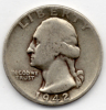 STATI UNITI QUARTER DOLLAR 1942 AG - 1932-1998: Washington