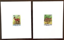 COTE D'IVOIRE: 701A/B Faune. 2 Valeurs Epreuves De Luxe (sheet Of Luxe) ( Serval + Cerf) - Other & Unclassified