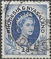 RHODESIA & NYASALAND 1954 Elizabeth - 1d. Blue FU - Rodesia & Nyasaland (1954-1963)