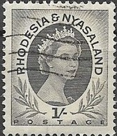 RHODESIA & NYASALAND 1954 Elizabeth - 1s. Grey FU - Rhodesia & Nyasaland (1954-1963)
