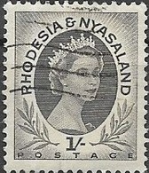 RHODESIA & NYASALAND 1954 Elizabeth - 1s. Grey FU - Rodesia & Nyasaland (1954-1963)