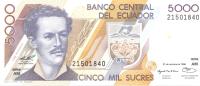 5000 Sucres, Date 31.01.1995, P-128b, UNC - Ecuador