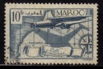 Morocco Used, 1939, 10f Air, Airplane, Map, Compass, Aviation - Gebraucht