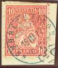 Heimat ZH HOMBRECHTIKON 1877-03-15 Blau Auf Briefstück Zu#38 Sitzende Helvetia - Used Stamps