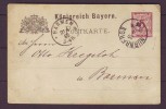 ALLEMAGNE.BAYERN.BAVIERE. ENTIER.BARMEN.NURNBFRG.1885.CARTE.KONIGREICH.POSTKARTE - Postal  Stationery