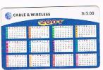 PANAMA - C & W  (CHIP) - 2001 CALENDAR 5         - USED  -  RIF. 2011 - Panama