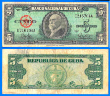 Cuba 5 Pesos 1960 Signature No Che Guevara Peso Gomez Caraibe Amerique  Embleme Paypal, Bitcoin OK! - Cuba