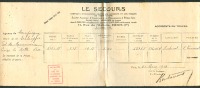 1926 : Reçu Compagnie Le Secours, Assurance, Entreprise De Menuiserie, Compiègne, Accidents Du Travail, Cuise-la-Motte - Bank & Versicherung