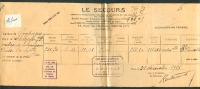 1926 : Reçu Compagnie Le Secours, Assurance, Entreprise De Menuiserie, Compiègne, Accidents Du Travail, Cuise-la-Motte - Bank & Insurance