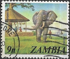 ZAMBIA 1975 African Elephant, Kasaba Bay - 9n Multicoloured FU - Zambie (1965-...)