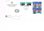 2002 - SAN MARINO - BUSTA VIAGGIATA FDC CON SERIE COMPLETA " MANUEL POGGIALI " E " OLIMPIADI ". - Storia Postale