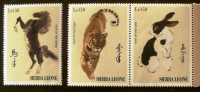 SIERRA LEONE: 3 Valeurs Peinture Et Nouvel An Chinois (MNH)** - Anno Nuovo Cinese