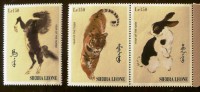 SIERRA LEONE: 3 Valeurs Peinture Et Nouvel An Chinois (MNH)** - Chinese New Year