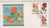 New Zealand FDC 8-11-1971 World Rose Convention Hamilton NeW Zealand With ROSE Cachet - FDC