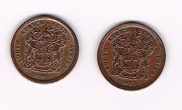 ZUID AFRIKA  2 X 5 CENTS  1991/92 - Afrique Du Sud