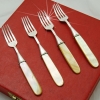 Cartier 4 Forks Set Sterling Silver 925 And Mother Of Pearl - 4 Forchette Argento Massiccio E Madreperla - Vintage - Silverware