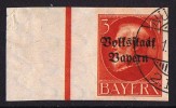 Bayern  1920  König Ludwig III 3 M  Geschnitten  Mit Rand  Mi Nr 130 II - Beieren