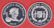 ¡¡¡VERY RARE!!!  FIRST SPANISH REPUBLIC(1.873-1.874)  5 PESETAS 1.873 #18-73 PLATA/SILVER   SC/UNC Esta.uni.  DL-10.070 - Essays & New Minting