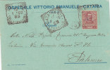 CATANIA  /  PALERMO  - Card / Cartolina Pubbl. "Ospedale V.E. " - 1902 - Floreale Cent. 10 Isolato - Publicity