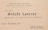 MILANO  -  "  Amédée Lapeyre  ". - Card  /  Cartolina Pubblicitaria - Pubblicitari