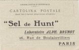 PARIS  -  " Sel De Hunt "  - Card  /  Cartolina Pubblicitaria - Reclame